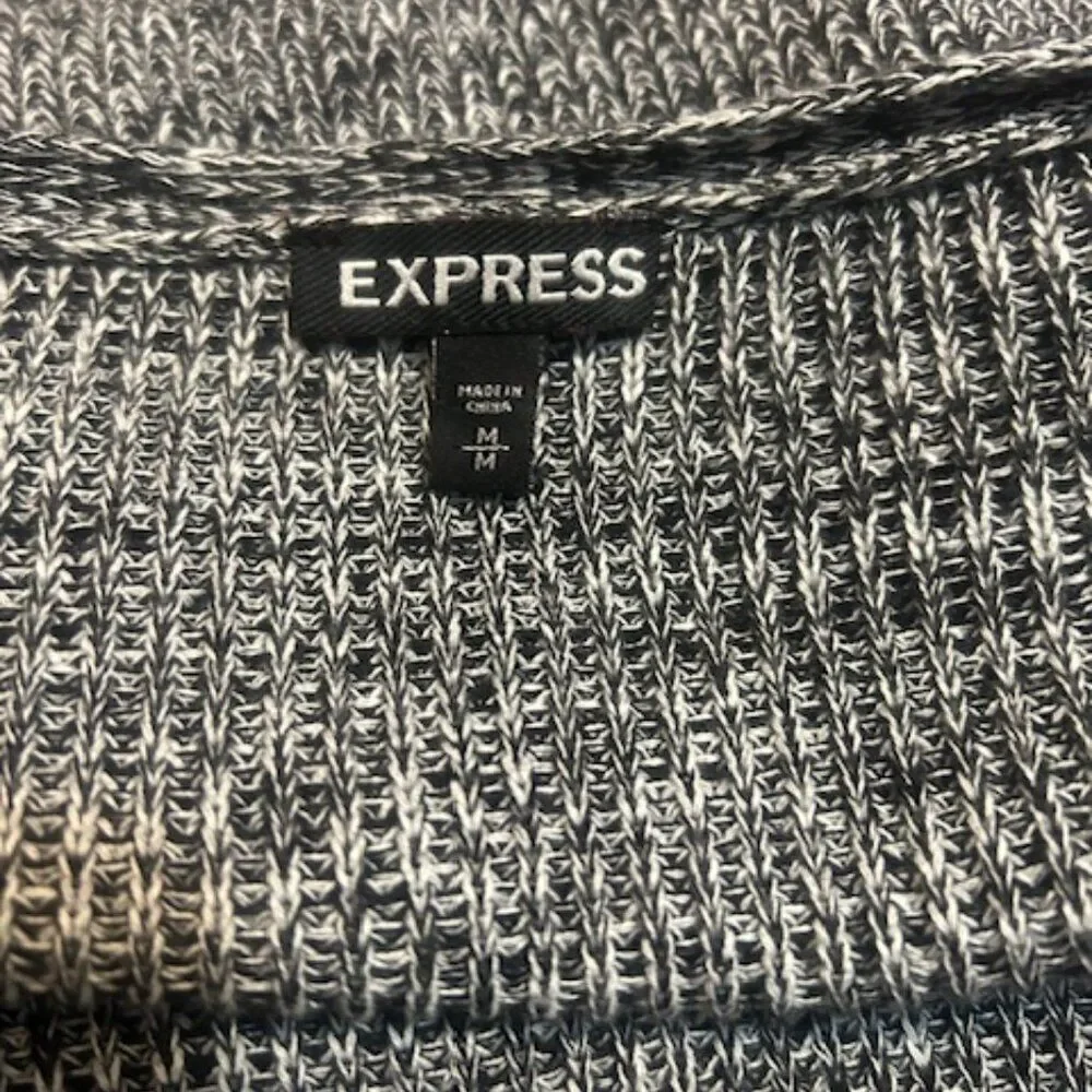 Express Black/White Knit Hi/Lo  V-neck oversize sweater, size M